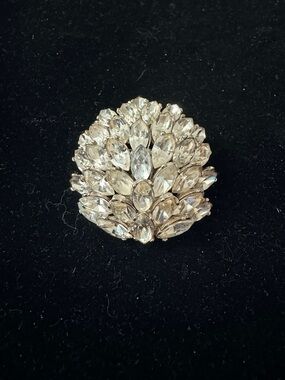 Vintage Crystal Marquise Cluster Pin Brooch